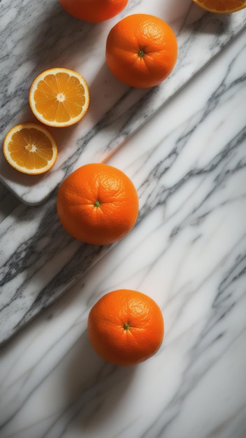 Bodegón de naranjas sobre una mesa de mármol IA generativa