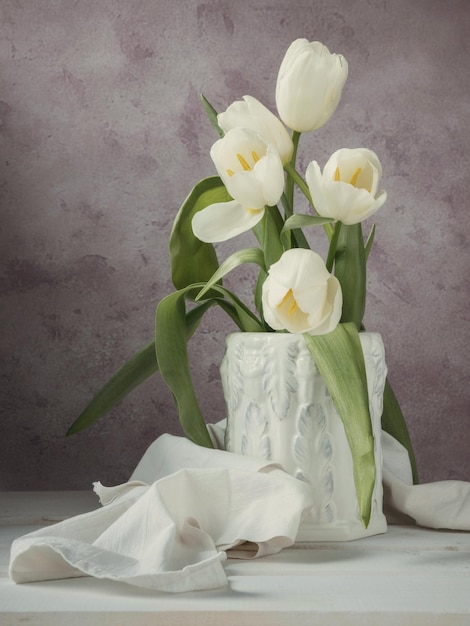 Bodegón con tulipanes Cuadro de bellas artes Tarjeta de felicitación del día de la madre