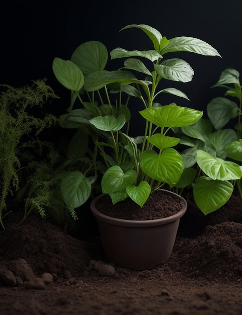 Bodegón de varias plantas en el papel tapiz del suelo