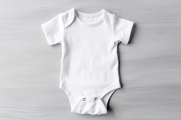Body de manga corta para bebé blanco maqueta sobre fondo gris