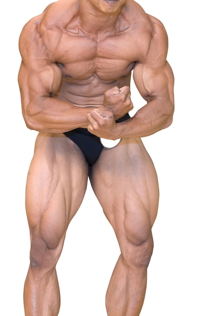 Foto bodybuilding isoliert auf weißem hintergrund.