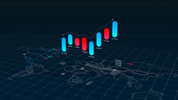 Börsen-Canclestick-Chart-Index über Weltkarte