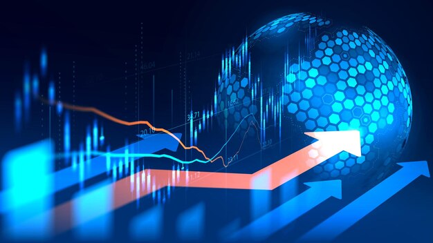 Foto börsen- oder devisenhandelsdiagramm im futuristischen konzept