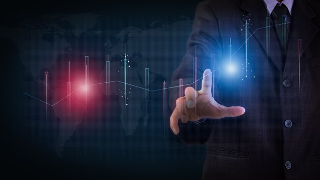 Börsen- oder Forex-Handelsdiagramm und Kerzendiagramm geeignet für Finanzanlagekonzept