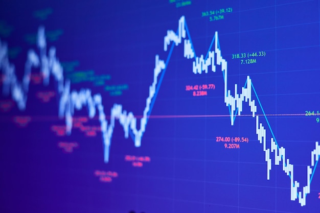 Börsendiagramm auf blauem Hintergrund