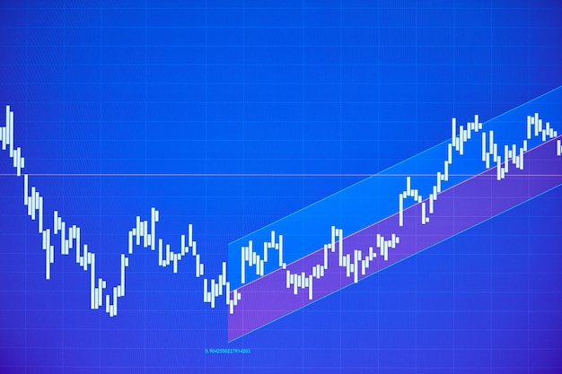 Börsendiagramm auf blauem Hintergrund