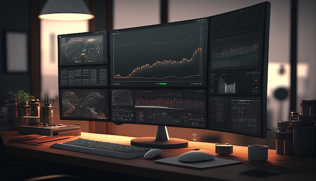 Börsendiagramm auf dem Computerdisplay, das mit AI-Tools erstellt wurde