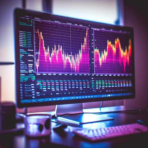 Börsendiagramme auf dem Computerbildschirm