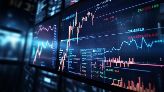 Börsenhandelsdiagramm und Forex-Diagramm auf dem Bildschirm