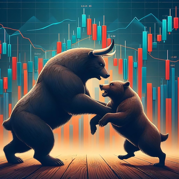 Börsenhandelskonzept mit Stier und Bären