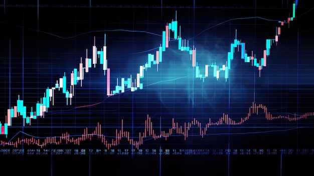 Börseninvestitionshandelsdiagramm leuchtende Linien und Diagrammhintergrund für Finanzinvestitionen oder Wirtschaftskonzept