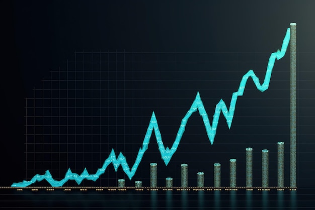 Börsenkarte, Transaktionsanalyse, Investitionsfinanzierung, Börsenfinanz- oder Devisendiagramm, Marktdiagramm, Krise, Verluste, Wachstum, Einkommen und Gewinne gewinnen den Trend