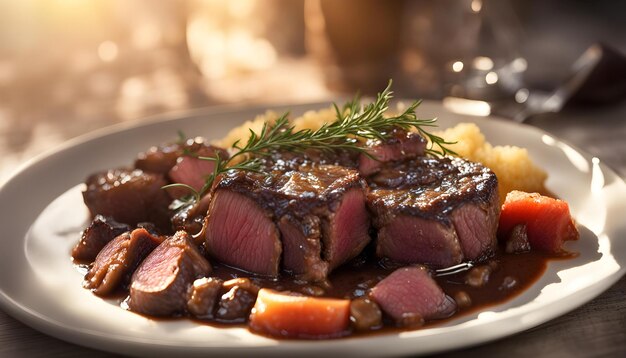 Foto boeuf bourgignon filet mignon rindfleischsteak