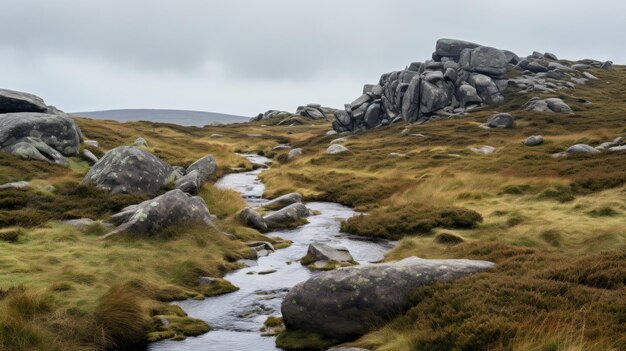 Foto bog con rocas afiladas paisajes tradicionales británicos en resolución de 8k