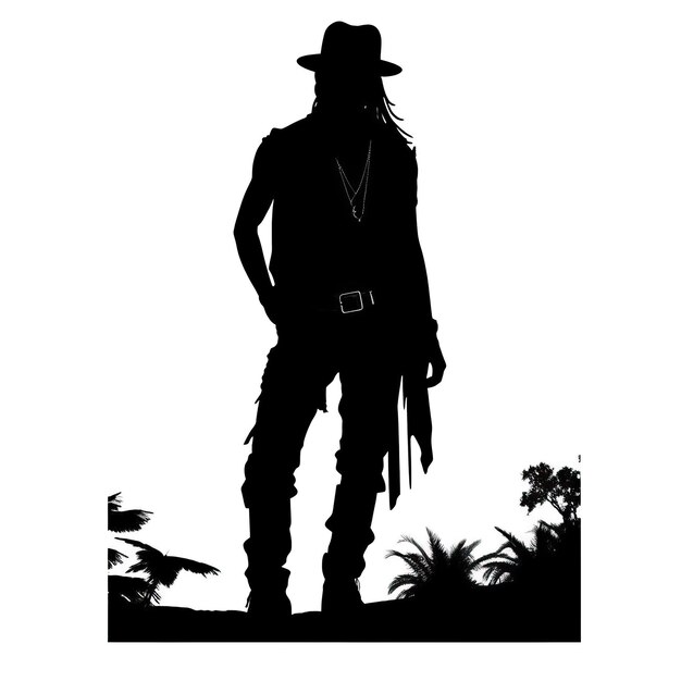 Foto bohemian vector man silhouette auf weißem hintergrund