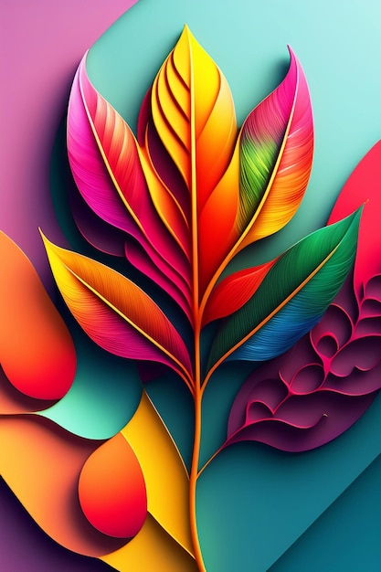 Boho Abstract Blattkunst texturelle helle exotische Blumen generative al