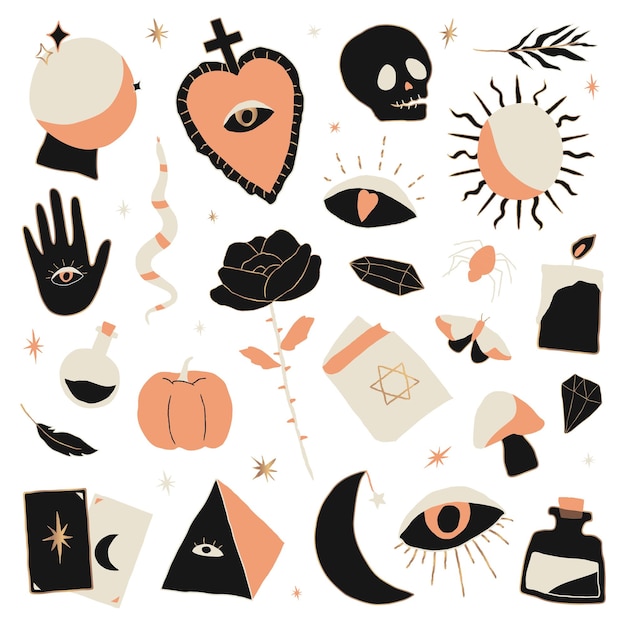 Boho bruxaria Halloween doodle padrão png fundo
