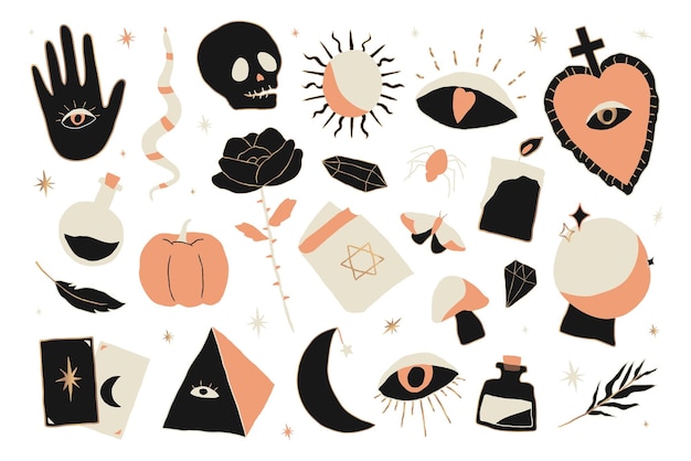 Boho bruxaria Halloween doodle padrão png fundo