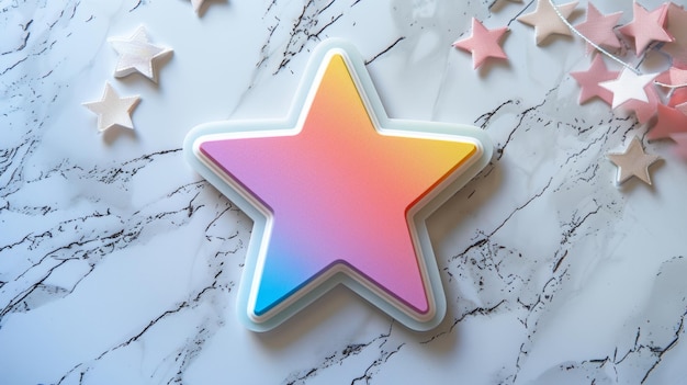 Foto boho chic minimal pastel rainbow star sticker inteligência artificial gerativa