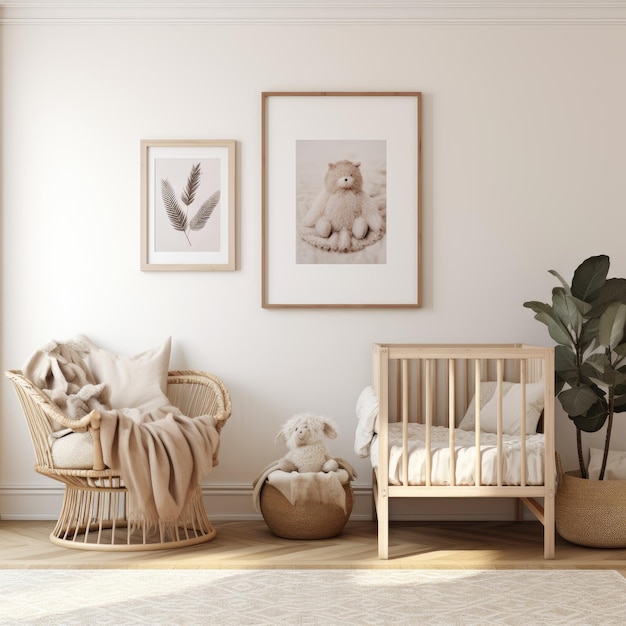 Boho Chic Nursery Bliss transforma las paredes con marcos de arte hiperrealistas en blanco liso