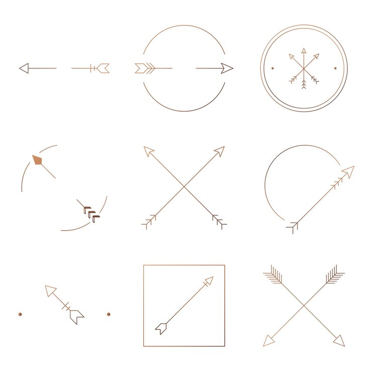 Foto boho flecha cruzada pegatina png conjunto gráfico de cobre mínimo