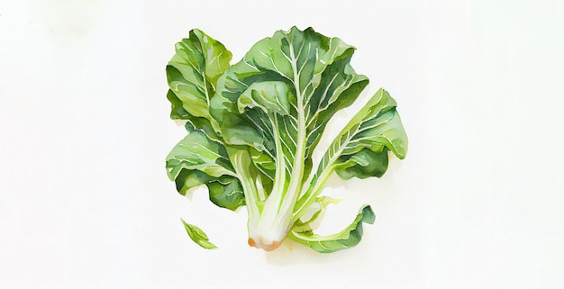 Bokchoi. Farbaquarell auf weißem Papierhintergrund. Illustration von Gemüse und Grüns.