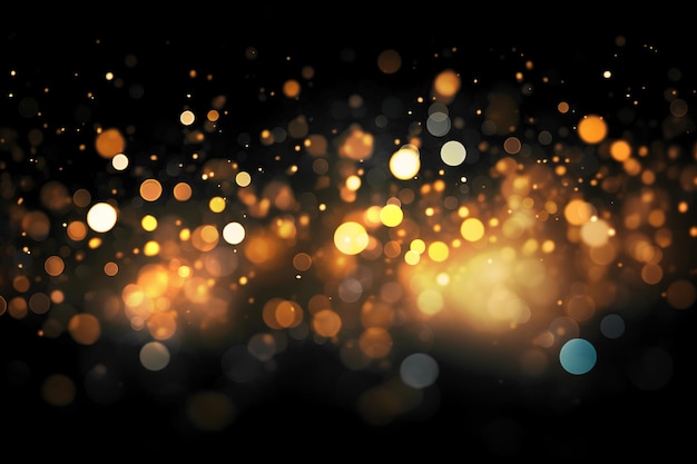 Bokeh abstracto dorado sobre fondo negro