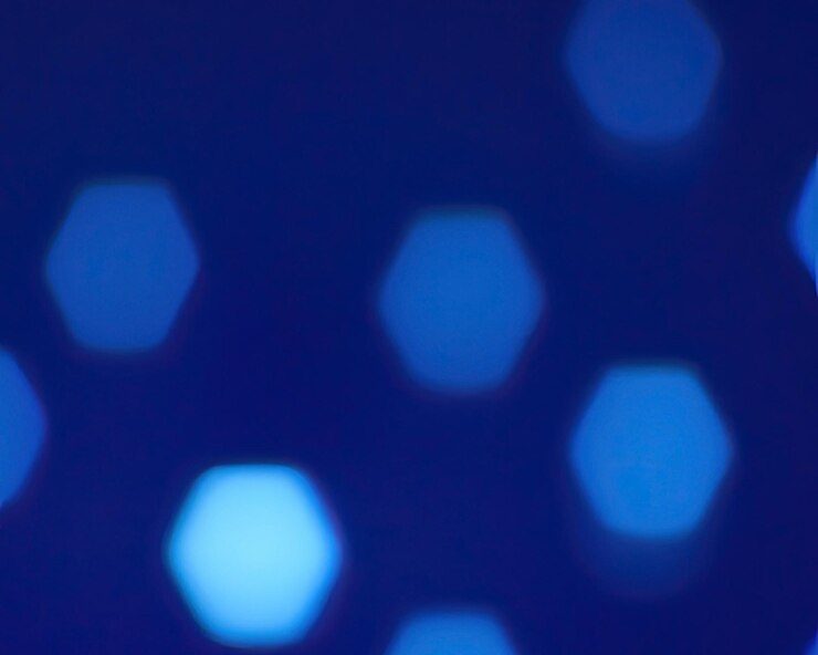 Foto bokeh azul creado por luces de neón con fondo negro