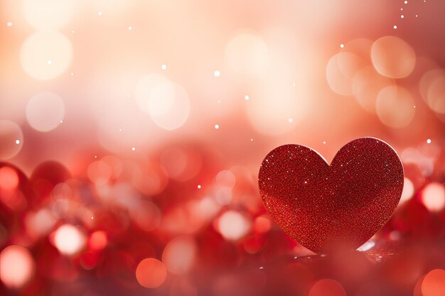Bokeh borroso rojo con formas de corazón fondo del día de San Valentín