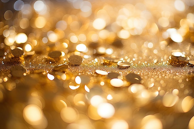 Bokeh de brilho dourado cativante Uma exibição radiante de luz em fotos