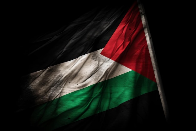 Bokeh de fondo de la bandera palestina con el símbolo islámico de la victoria IA generativa