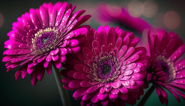 Bokeh Gerberas rosa choque altamente detalhado