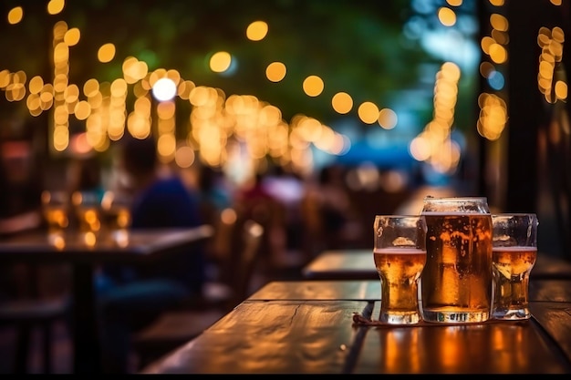 Bokeh-Hintergrund des Street Bar-Bierrestaurants im Freien in Asia AI Generative