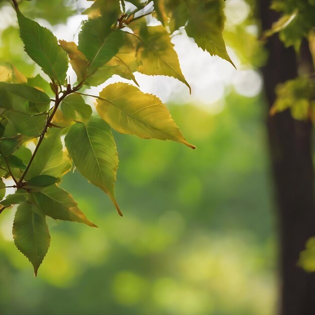 Bokeh de hojas de árboles para el fondo de la naturaleza y ahorrar conceptos verdes suaves y borrosos fuera de foco