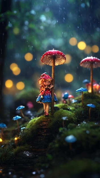 Foto bokeh luz macro toma de verano lluvioso a medianoche colorido natural asombroso bosque de setos de hadas mágicas