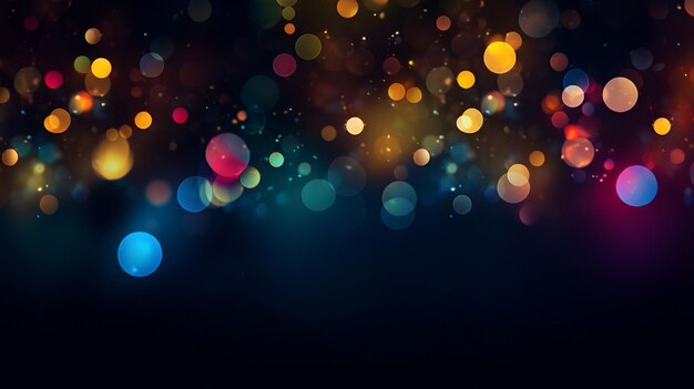 Bokeh multicolor lluvia luz borrosa luces borroso fondo arco iris confeti sobre un fondo negro luces nocturnas coloridas luces de la ciudad bruma profundidad de campo redondo bokeh círculo bokeh
