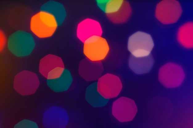 Bokeh de Navidad efecto cinemático desenfocado heptágono de luces iluminadas