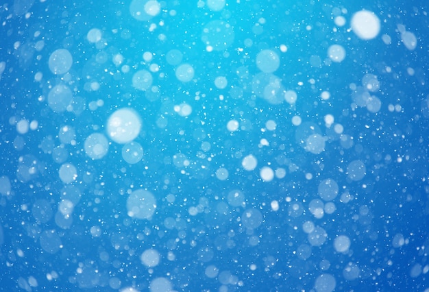 Bokeh de nieve abstracto azul