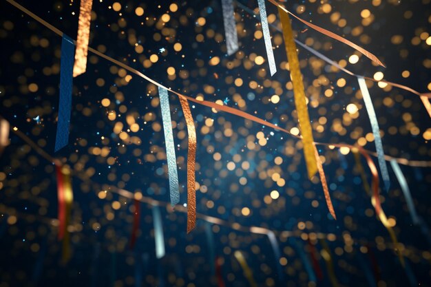 Foto bokeh-party-hintergrund mit dekorativen konfetti