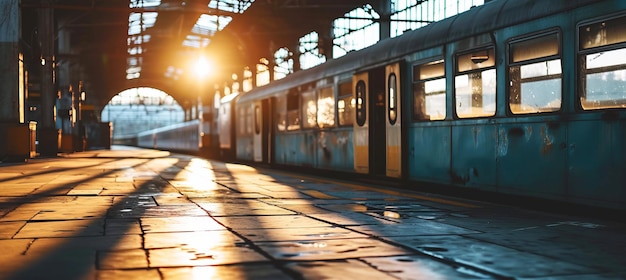 Foto bokeh superposición de viajes en tren, viajes por carretera, motivos de aventura en un cautivador paisaje turístico