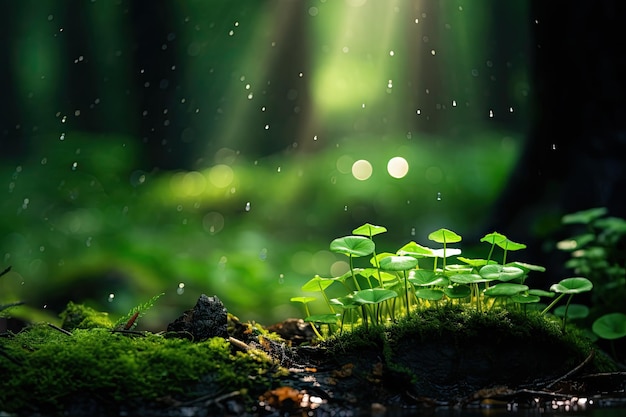 Bokeh verde deslumbrante esmeralda de la naturaleza en un bosque sereno