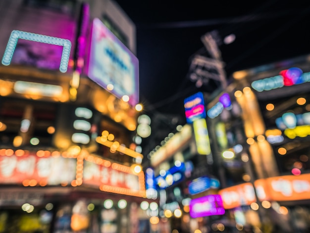 Bokeh von Gebäuden in Seoul. Lichter in der Nacht