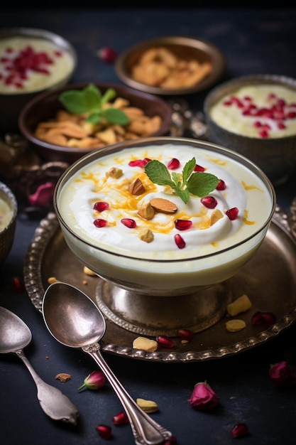 un bol de avena con almendras y una cuchara.