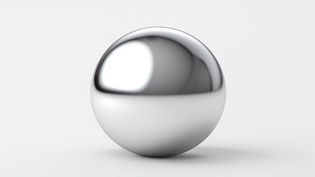 bola de acero cromado realista aislada sobre fondo blanco