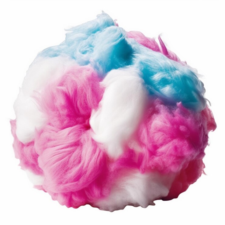 Foto una bola de algodón rosa y azul con la palabra algodón.