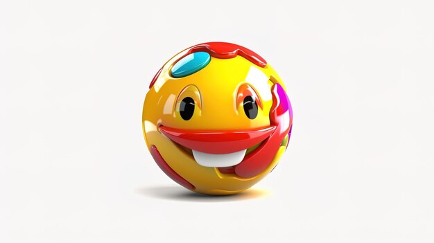 Una bola amarilla y roja con una cara sonriente y una carita sonriente roja y amarilla.