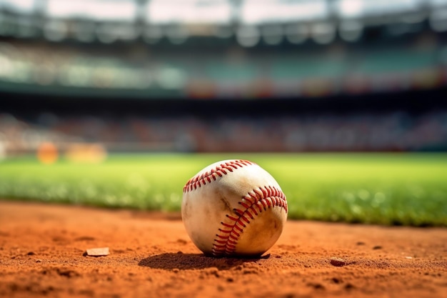 Bola de béisbol en el campo en el estadio