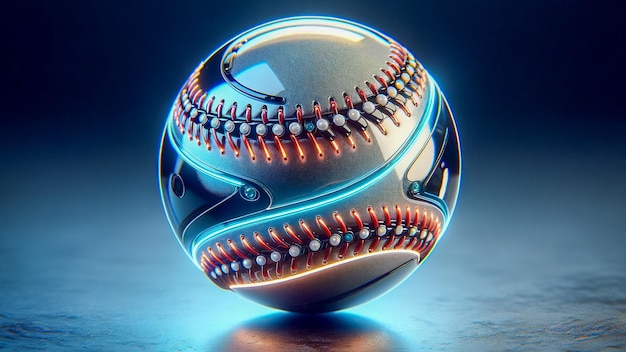 Foto bola de béisbol moderna con luces de neón brillantes tono oscuro de fondo imagen generada por ia