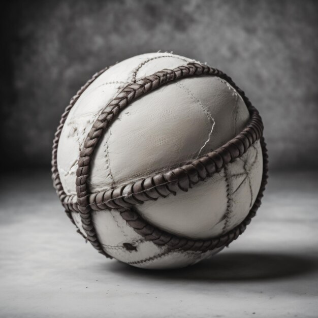 Foto una bola blanca con un nudo se muestra en blanco y negro.