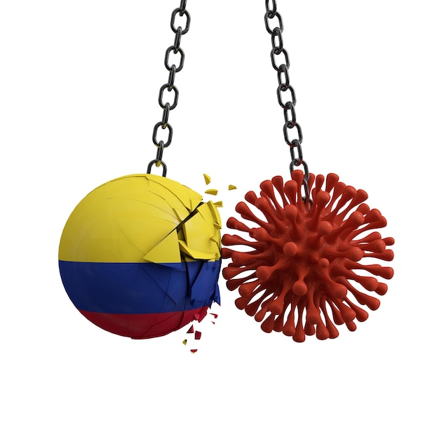 Bola de Colombia se estrella contra un microbio de la enfermedad del virus d render
